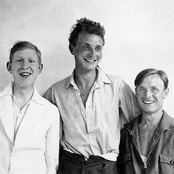 Photo of Stephen Spender, Christopher Isherwood, and W.H. Auden