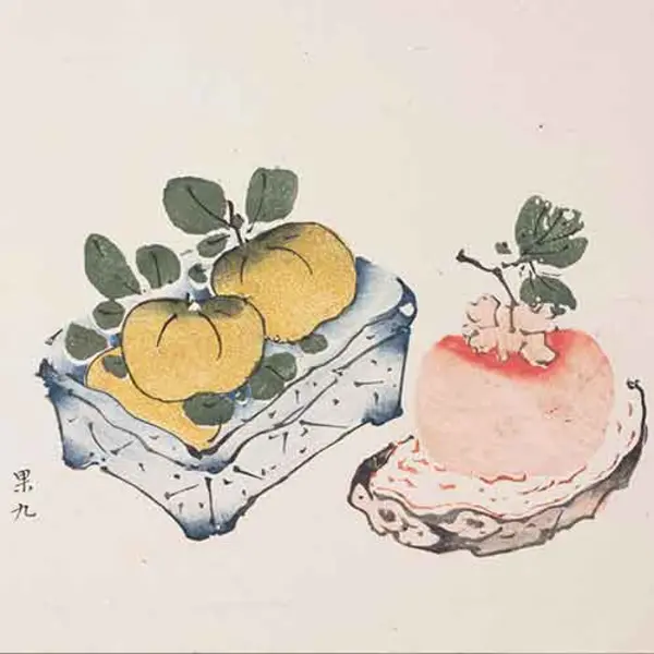 Chinese woodblock print of peaches