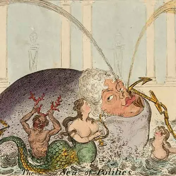 Satirical print of the Prince of Wales as a whale