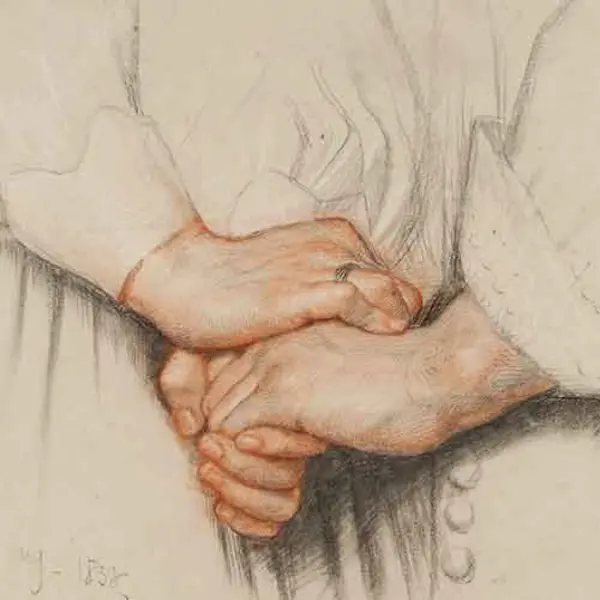 Drawing of clasping hands