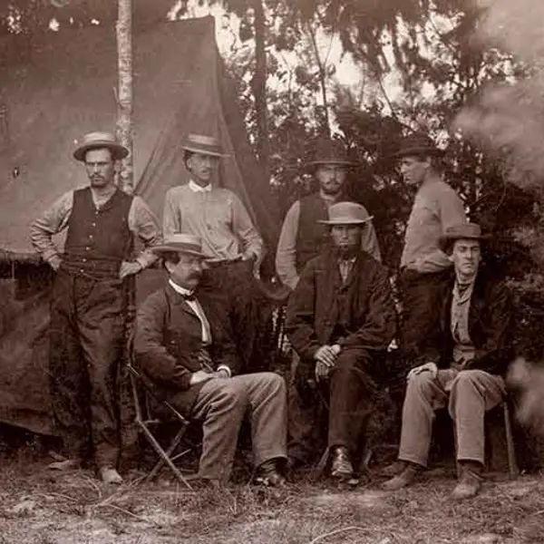 Photograph of Maj. Thomas T. Eckert and his team at the War's Department's military telegraph office
