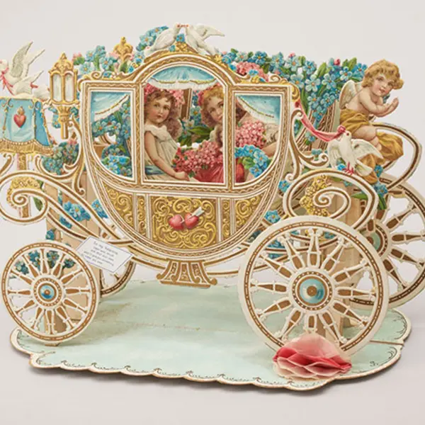 Fold-open Valentine card. German, ca.1900.