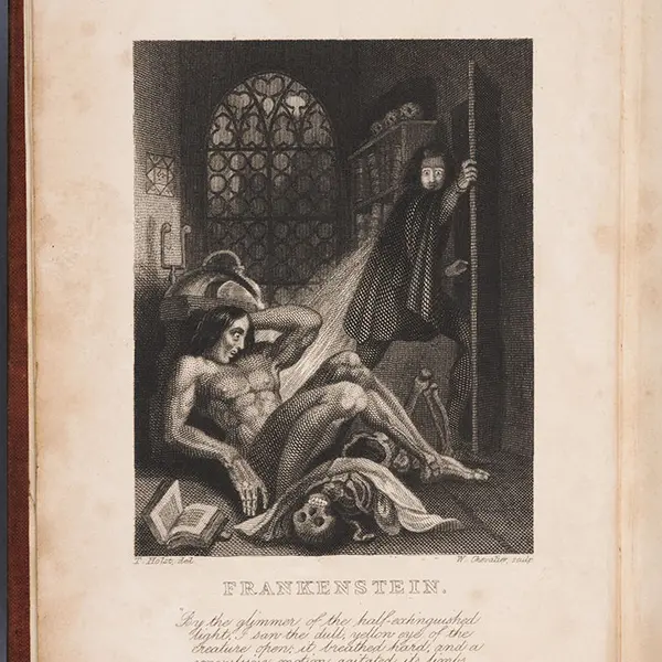 Frontispiece from the 1831 third edition of Frankenstein