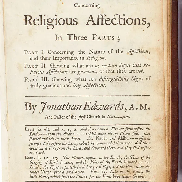 Title page of A Treatise Concerning Religious Affections, 1746, by Jonathan Edwards