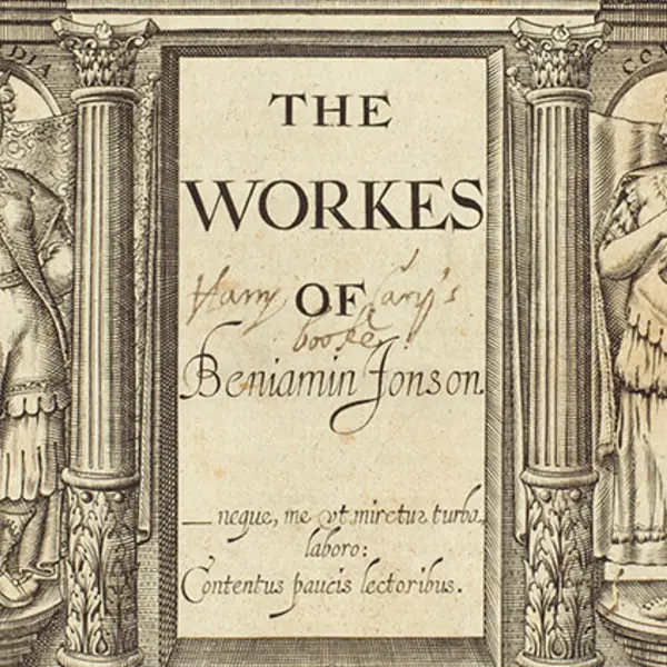 Detail of the title page of The Works of Benjamin Jonson