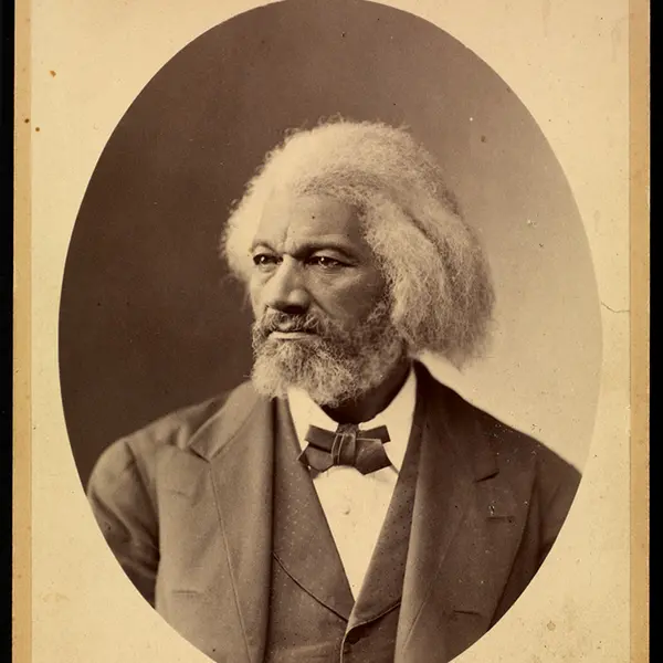 Detail of photographic portrait of Fredrick Douglass