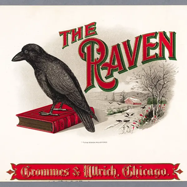 Color lithograph of the raven