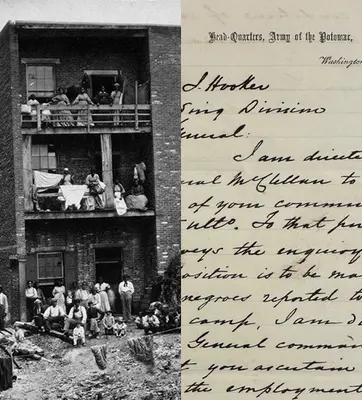 A composite black and white image of a hospital and a handwritten letter.