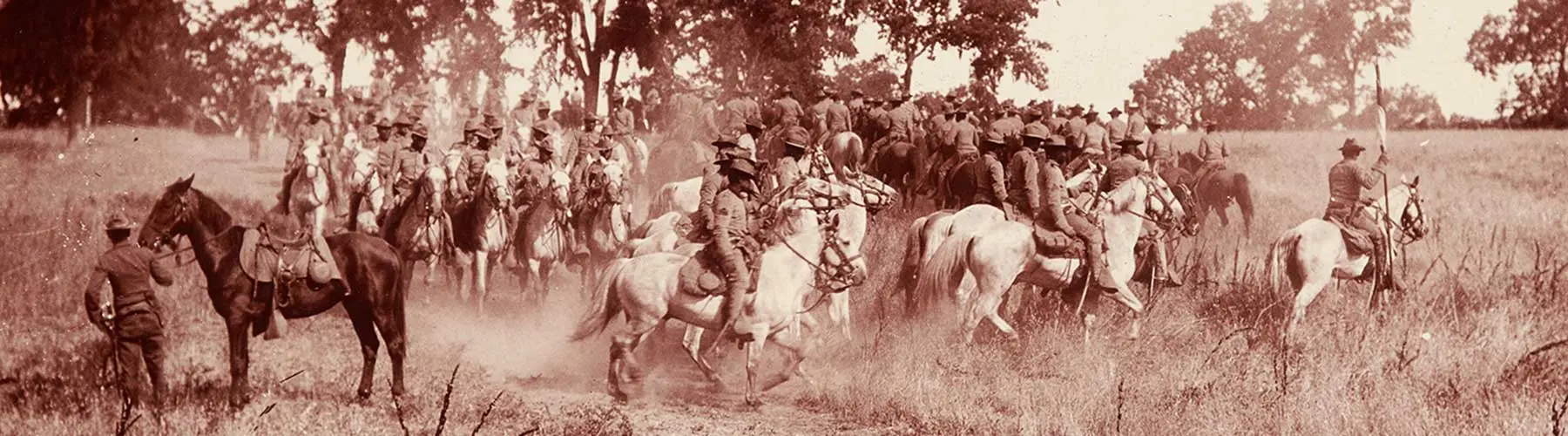 b/w photo of 9th Cavalry buffalo soldiers on horses