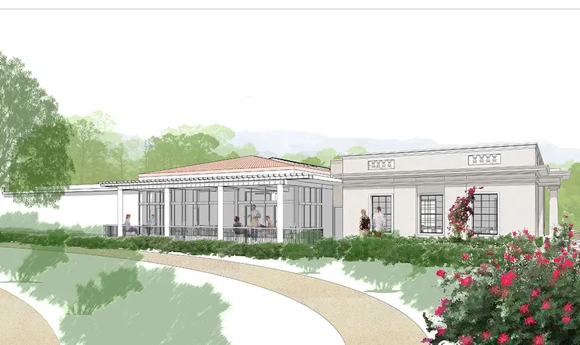 Elevation drawing shows the Herb Room, in the west side of the building, which will also be renovated and made available for private rentals, in addition to being used for the tea room's general service. 