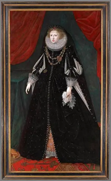 Robert Peake the Elder, An unknown lady, traditionally called as Eleanor Wortley, Lady Lee, 1615.