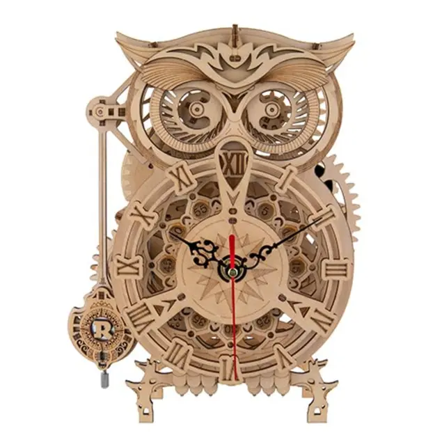 Assembled 3D Wood Owl Clock.