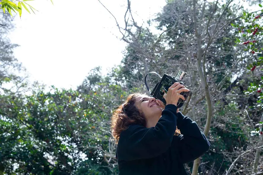 Beatriz Santiago Muñoz filming at The Huntington. Photo: Kate Lain. The Huntington Library, Art Museum, and Botanical Gardens.
