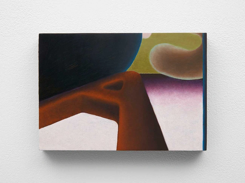 Alexandra Noel, A follows S, 2020. Oil and enamel on panel. 5 1/4 x 7 1/2 x 3/4 in. (13.3 x 19.1 x 1.9 cm). Courtesy of the artist and Bodega, New York.