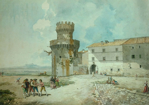 William Pars (British, 1742-1782), Civita Lavinia, undated, pencil and watercolor, Gilbert Davis Collection.