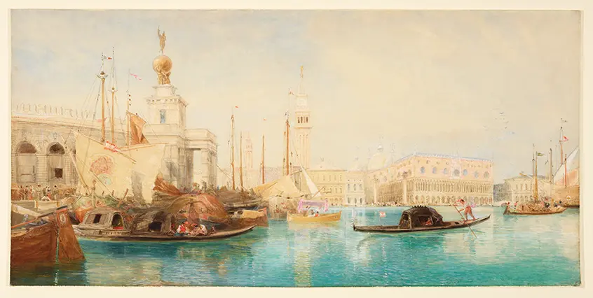 James Holland (British, 1800-1870), Venice, Punta della Dogana, 1864.