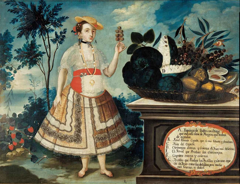 Vicente Albán, Yapanga from Quito, Quito (Ecuador), 1783, oil on canvas, 31 ½ × 42 15/16 in. Museo de América, Madrid, 00074.