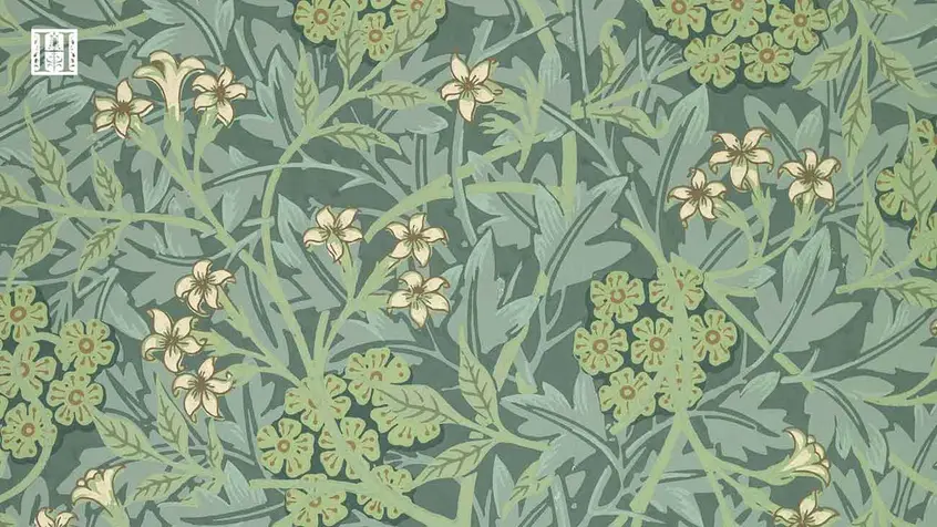 Jasmine (first issued 1872) designed by William Morris. Credit line: The Huntington Library, Art Museum, and Botanical Gardens.