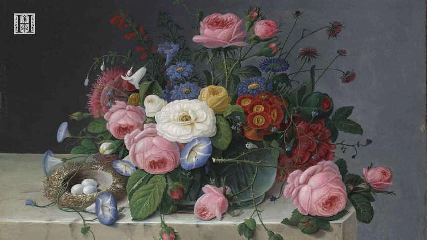 Still Life with Flowers and Bird's Nest (after 1860) by Severin Roesen. Credit line: The Huntington Library, Art Museum, and Botanical Gardens. Gift of the Virginia Steele Scott Foundation.