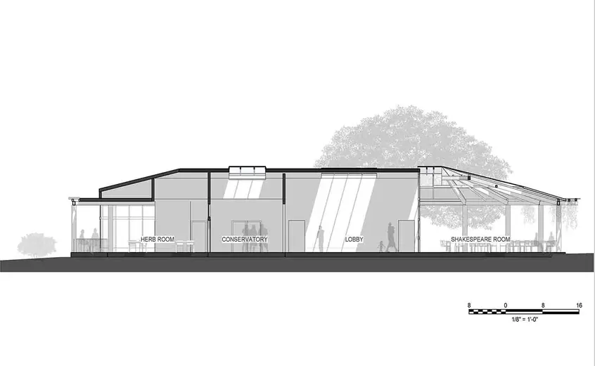 Sectional drawing of the tea room renovation plan