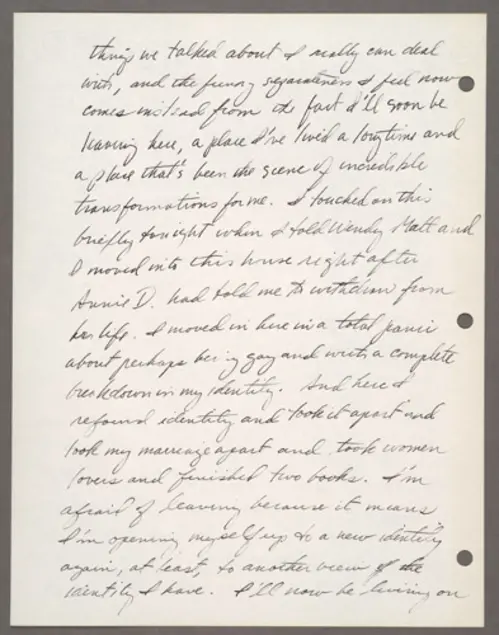 Diary entry by Eloise Klein Healy speaking about sexual identity (April 25-26, 1983). 
