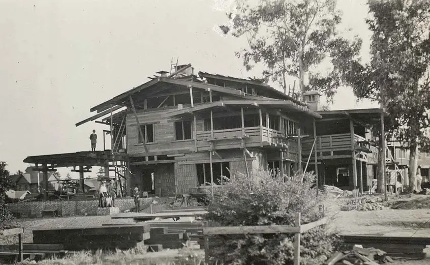 The Gamble House under construction
