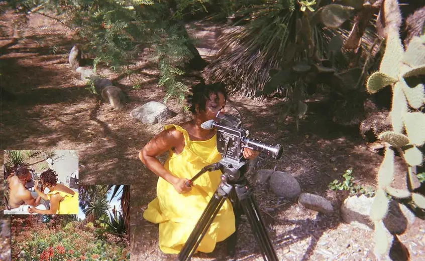 Still shot from short film produced by Ghetto Film School student Mya Dodson on location at The Huntington.