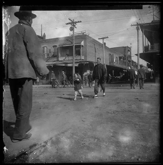 Unknown photographer, View at the intersection of Alameda Street and Marchessault Street in Old Chinatown, Los Angeles, ca. 1900. The Huntington Library, Art Museum, and Botanical Gardens.