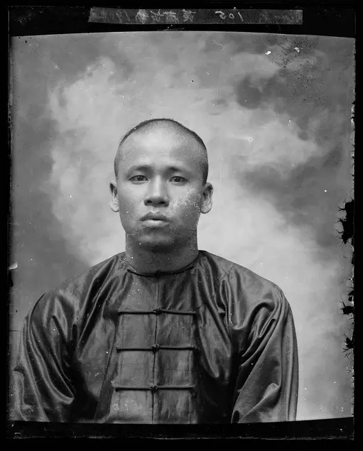 Unknown photographer, photographic portrait of Chinese American man, Old Chinatown, Los Angeles, 1902. The Huntington Library, Art Museum, and Botanical Gardens.