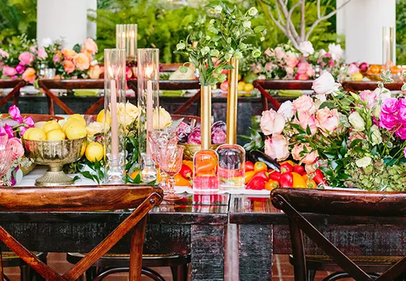 Special Events table setting at the Huntington Art Gallery Loggia