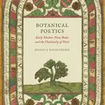Book cover with red and green illustration of a round diagram with letters and botanical decoration.