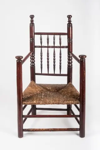Unrecorded artist (American), Carver chair, Maine, ca. 1690, maple, ash, and red stain. Jonathan and Karin Fielding Collection, L2015.41.98 