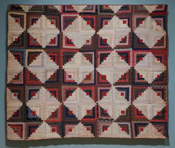 Unrecorded artist (American), Log cabin, light and dark quilt, Boston area, ca. 1870, cotton. Jonathan and Karin Fielding Collection, L2018.3.4 