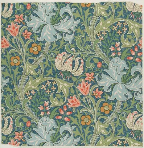 John Henry Dearle, Morris and Company Morris and Company, Golden Lily, n.d., distemper on paper. William Morris Collection. The Huntington Library, Art Museum, and Botanical Gardens. 2000.5.442