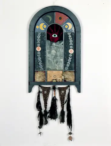 <p><span><span>Betye Saar, <em>Nine Mojo Secrets</em>, 1971. Mixed media assemblage, 49.75" x 23.5" x 1.75" California African American Museum. Purchased by Foundation from Olga Adderly in 1989</span></span></p>
