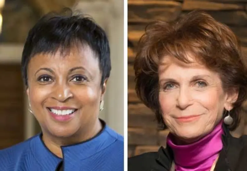 Side-by-side photos of Carla Hayden (left) and Karen R. Lawrence (right).