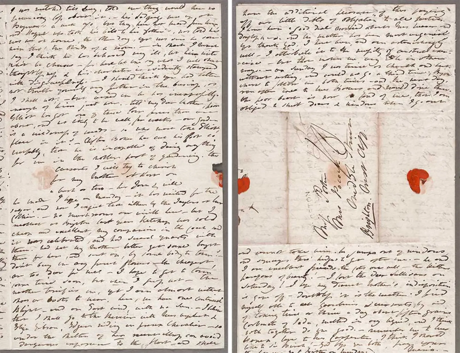 Anna Maria Porter to Jane Porter, July 15, 1820. Third page (left) and fourth page of a four-page letter.