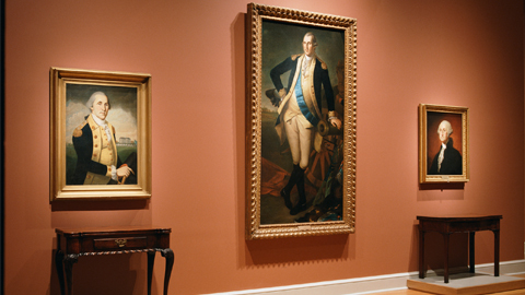 Three Washington portraits in the Scott Galleries.