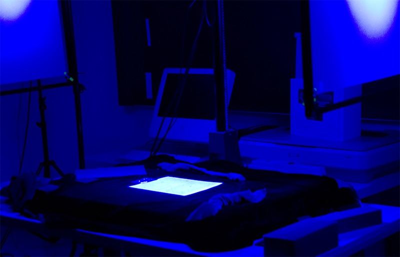 Spectral imaging in lab with blue light