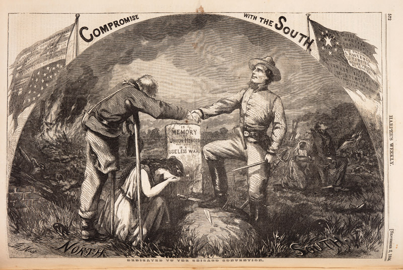 Thomas Nast, “Compromise with the South. Dedicated to the Chicago Convention.” From Harper’s Weekly, Sept. 4, 1864. Huntington Library, Art Collections, and Botanical Gardens.