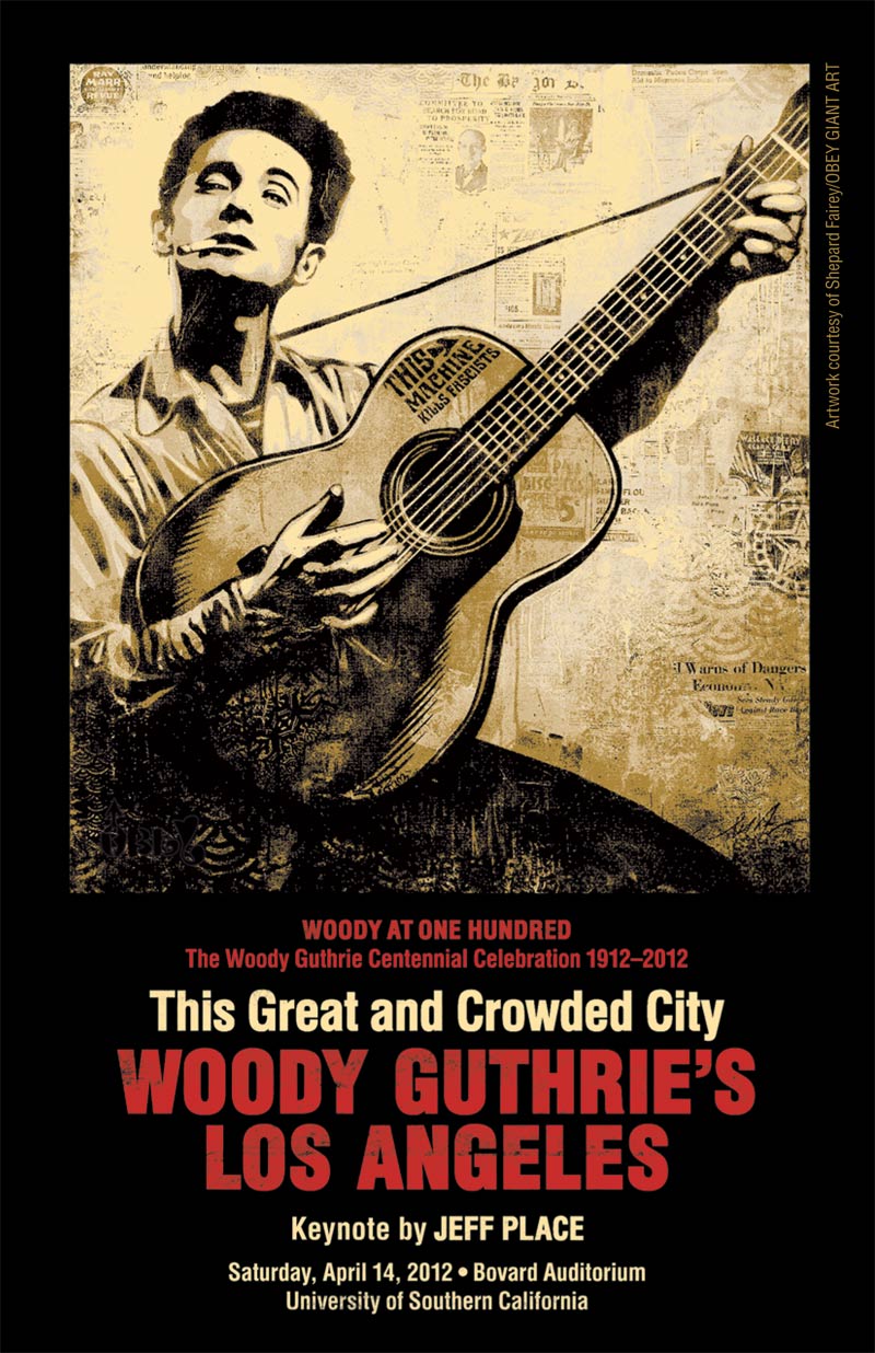 Cover of “This Great and Crowded City: Woody Guthrie’s Los Angeles” conference program.