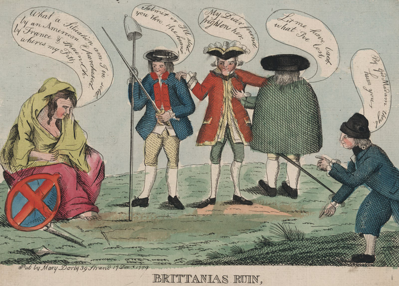 Britannia's Ruin cartoon published by Mary Darly, Dec. 17, 1779