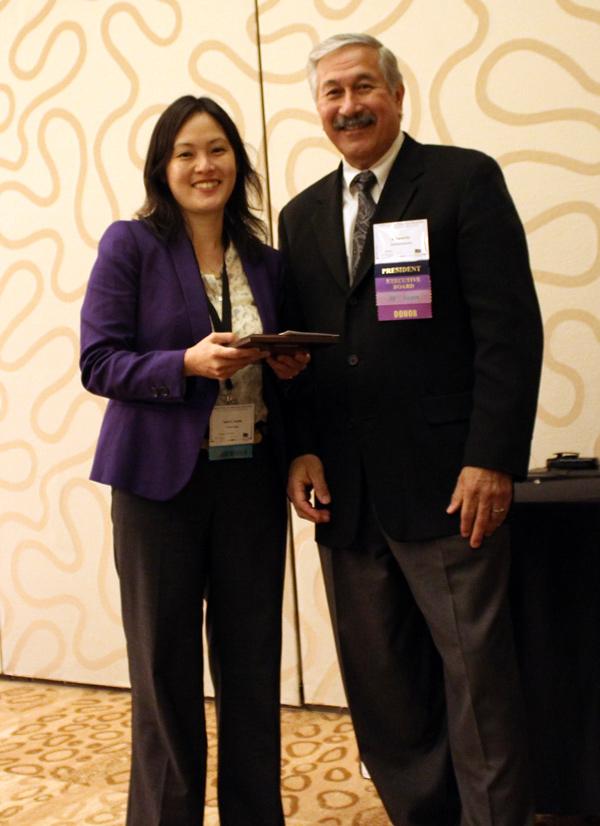 Adria L. Imada, University of California, San Diego, is the recipient of the 2013 OAH Lawrence W. Levine Award. She is pictured with OAH President Albert M Camarillo, Stanford University, who presented her with the award at the 2013 OAH Annual Meeting, April 10-13, San Francisco. Courtesy of the Organization of American Historians (http://www.oah.org), photo by Michael Regoli, licensed under Creative Commons 3.0.
