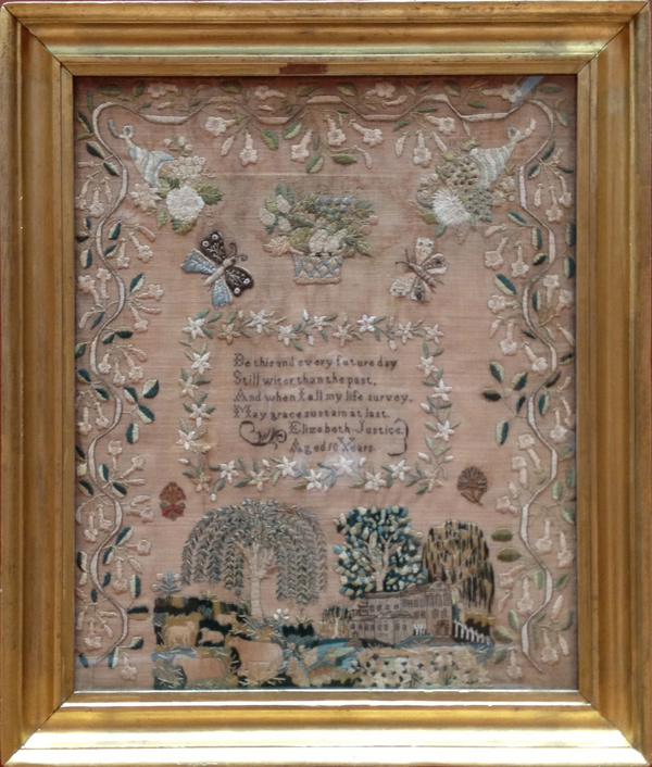 Elizabeth Justice (born 1823), Sampler, 1833, Philadelphia, Penn., silk on linen