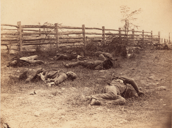 Photograph by Alexander Gardner of confederate soldiers