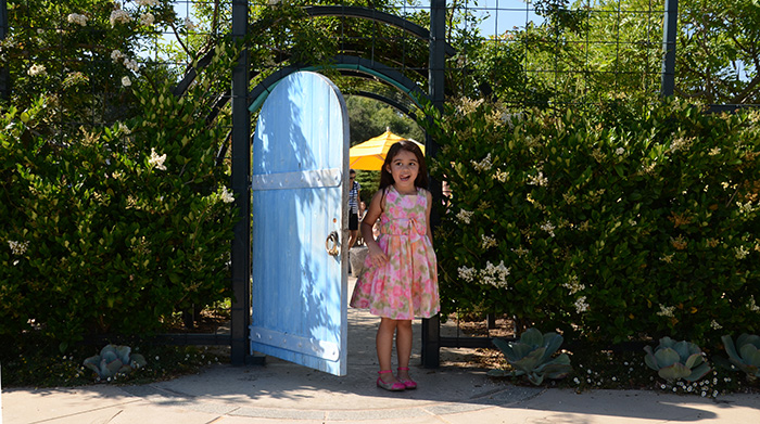 A child-sized door beckons kids at the front of the Children’s Garden.
