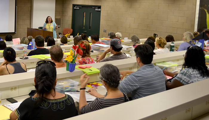 Allgor leads a teacher training session for Pasadena Unified School District educators.