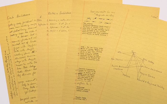 Some of Kent Haruf’s notes for his novel Plainsong, ca. 1998-1999, in the collection of the Huntington Library.