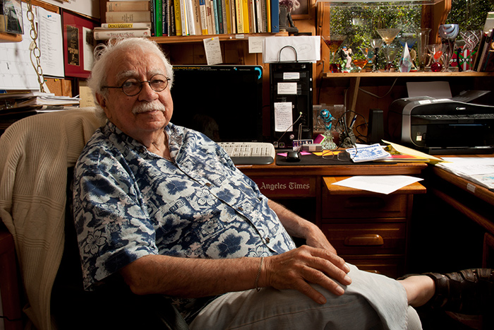 Al Martinez at his desk in 2012. (Photo by John Sullivan.)