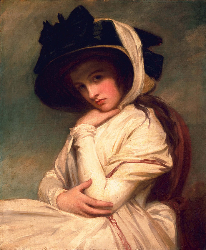 George Romney, Emma Hart, later Lady Hamilton, in a Straw Hat, c. 1782-94, oil on canvas. Huntington Library, Art Collections, and Botanical Gardens. On view in the Huntington Art Gallery.